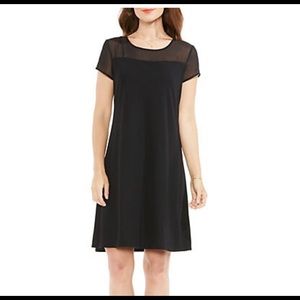 Vince Camuto Short Sleeve Sheer Yoke Top Fit Flare